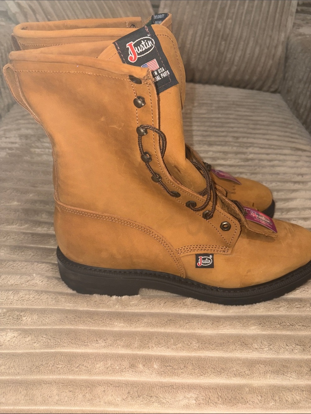 JUSTIN BOOTS men’s work boot 8’’ lace up 12 D nwt